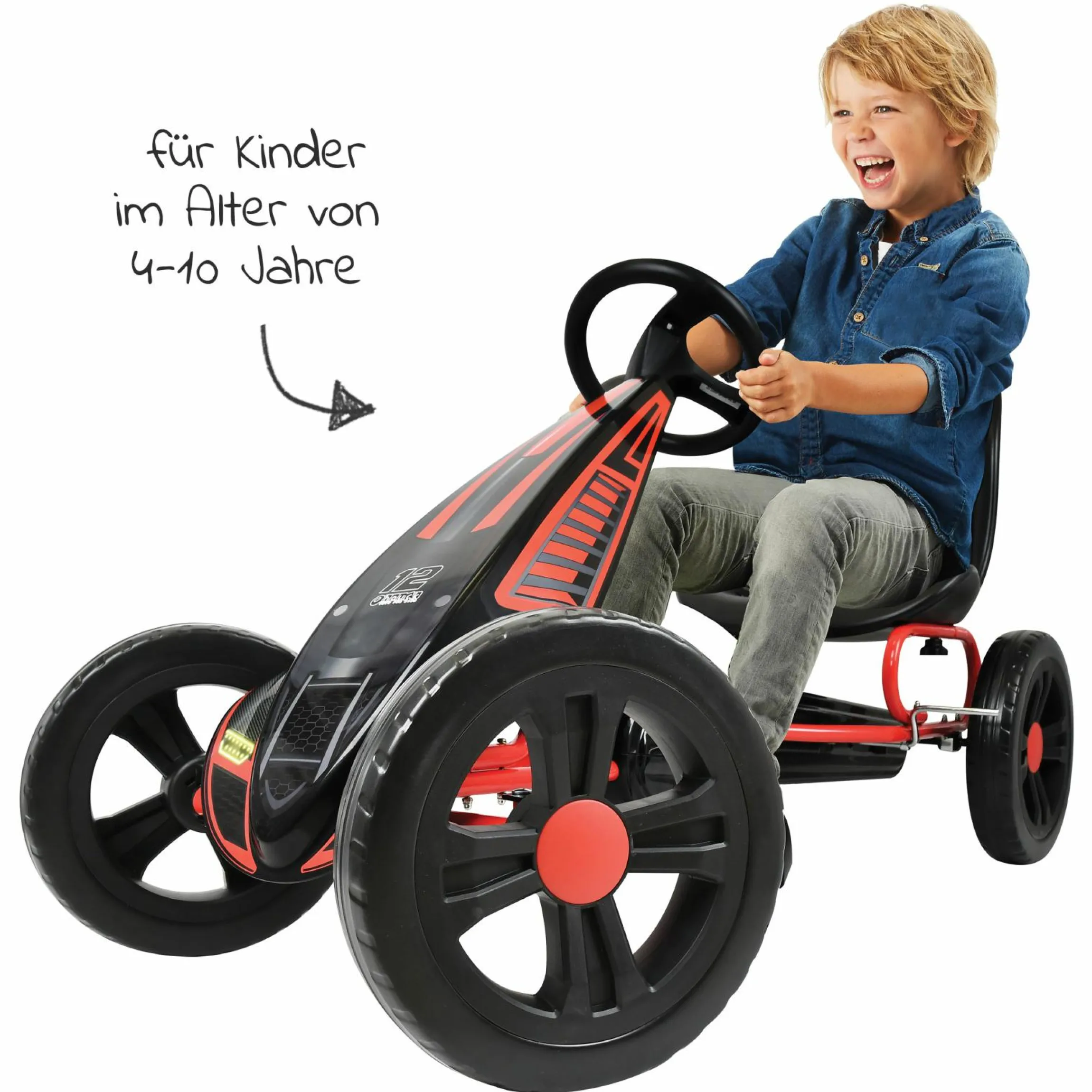 Gokart & Tretauto Cyclone mit verstellbarem Schalensitz (4-10 Jahre) - Red