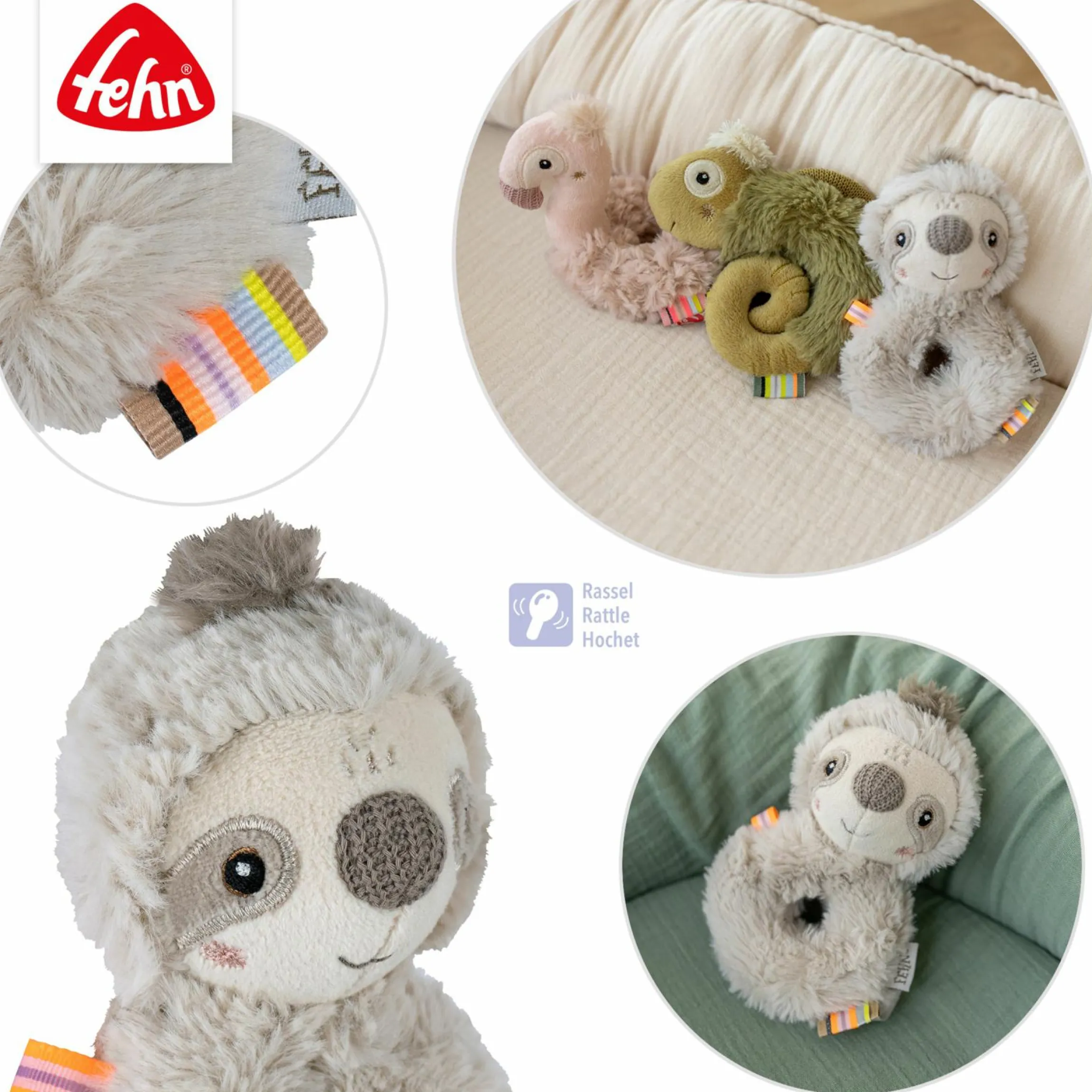 Greifling mit Rassel - Faultier