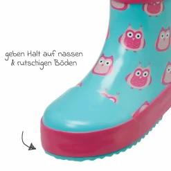 Gummistiefel Halbhoch - Eulen - Türkis & Pink - Gr. 23