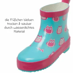 Gummistiefel Halbhoch - Eulen - Türkis & Pink - Gr. 23