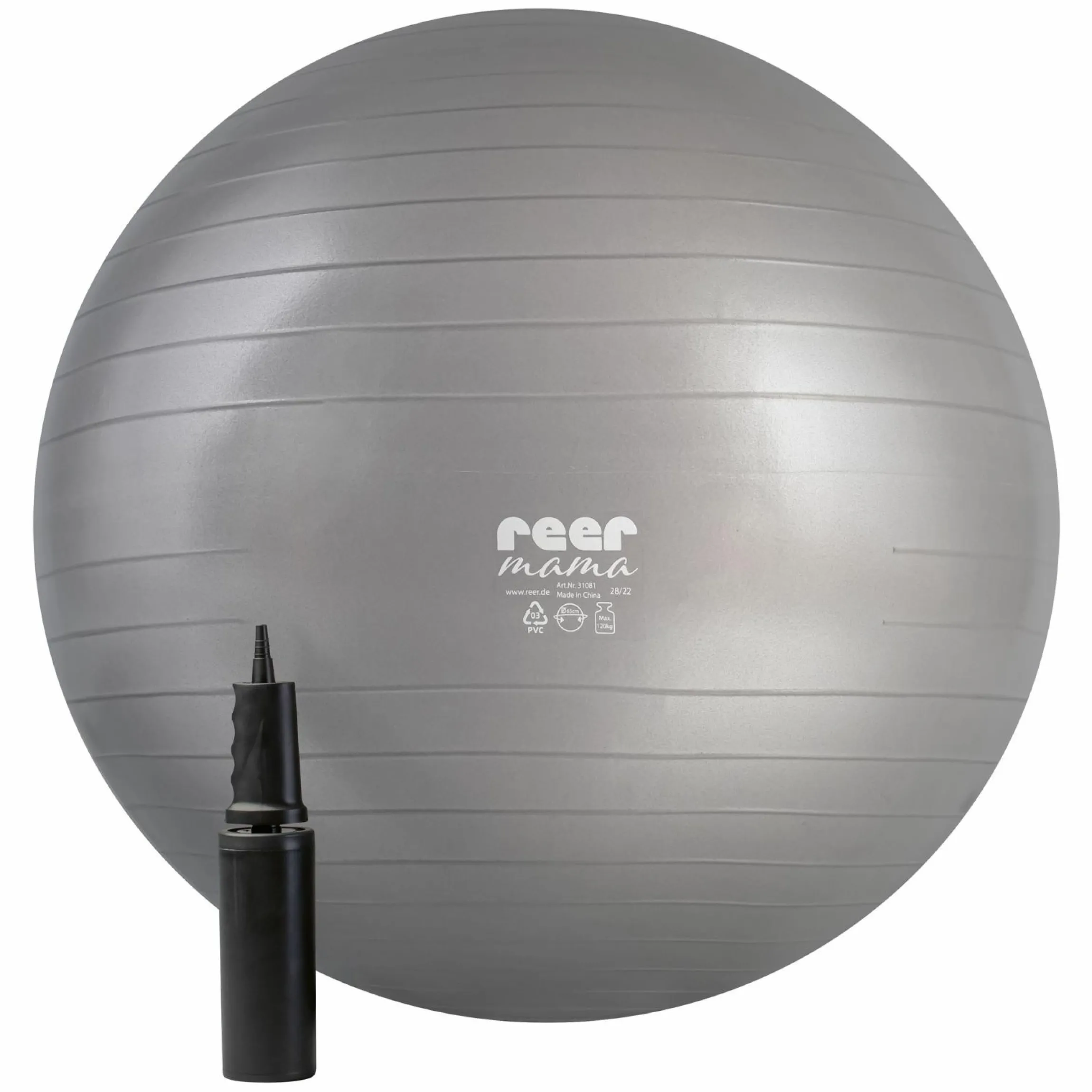 Gymnastikball Mama belastbar bis 120 kg inkl. Luftpumpe - Grau - Kollektion 2024