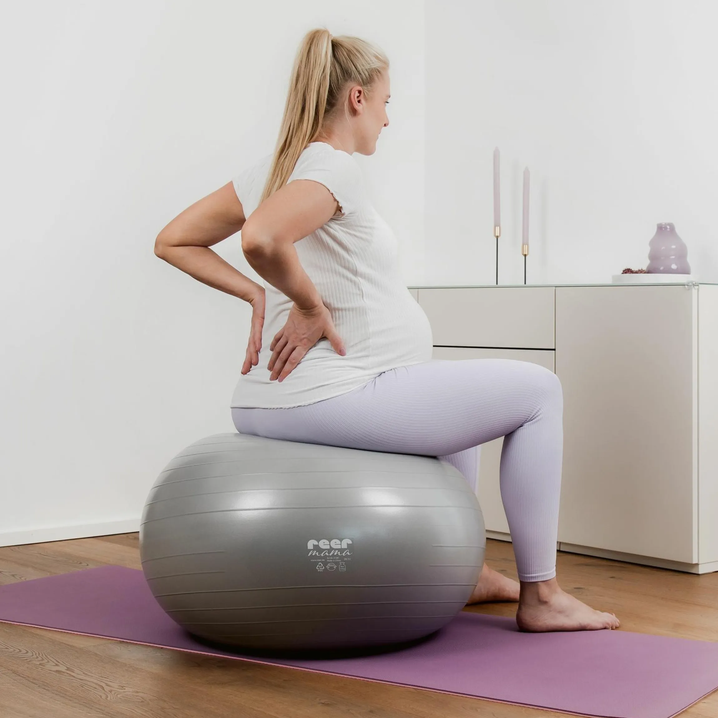 Gymnastikball Mama belastbar bis 120 kg inkl. Luftpumpe - Grau - Kollektion 2024