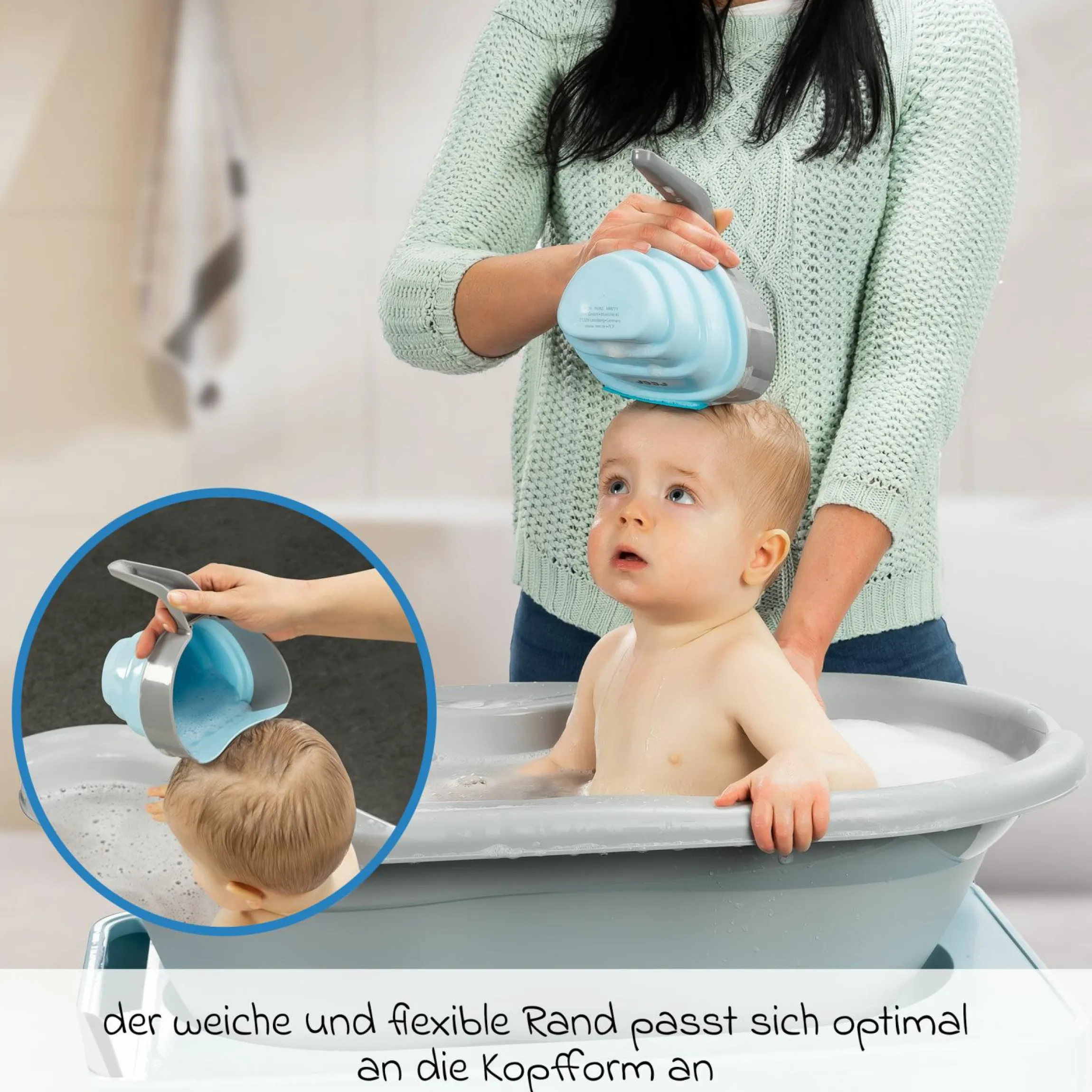 Haarwaschbecher MyHappyBath Cup - Blau Grau