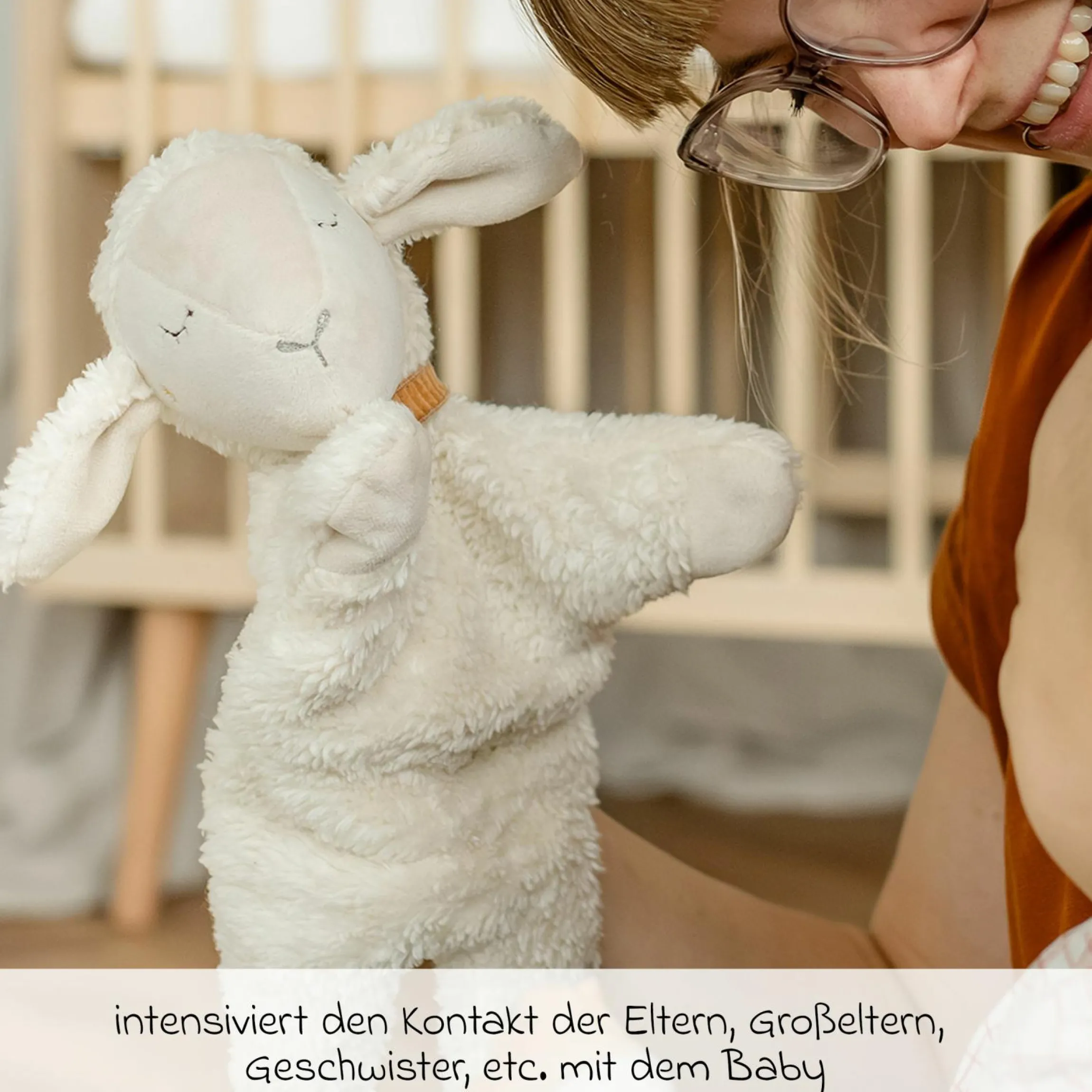 Handpuppe / Kuscheltier NATUR - Schaf