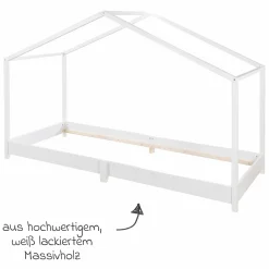 Hausbett bodentief mit niedriger Einstiegshöhe 90 x 200 cm - Montessori - Weiß