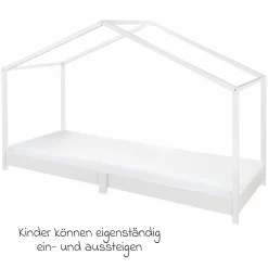 Hausbett bodentief mit niedriger Einstiegshöhe 90 x 200 cm - Montessori - Weiß
