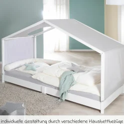 Hausbett bodentief mit niedriger Einstiegshöhe 90 x 200 cm - Montessori - Weiß