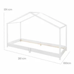 Hausbett bodentief mit niedriger Einstiegshöhe 90 x 200 cm - Montessori - Weiß