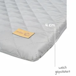 Hausbett inkl. Wickelplatte mit Wickelauflage, 6-fach höhenverstellbarem Lattenrost & 5 Schlupfsprossen 60 x 120 cm - Taupe