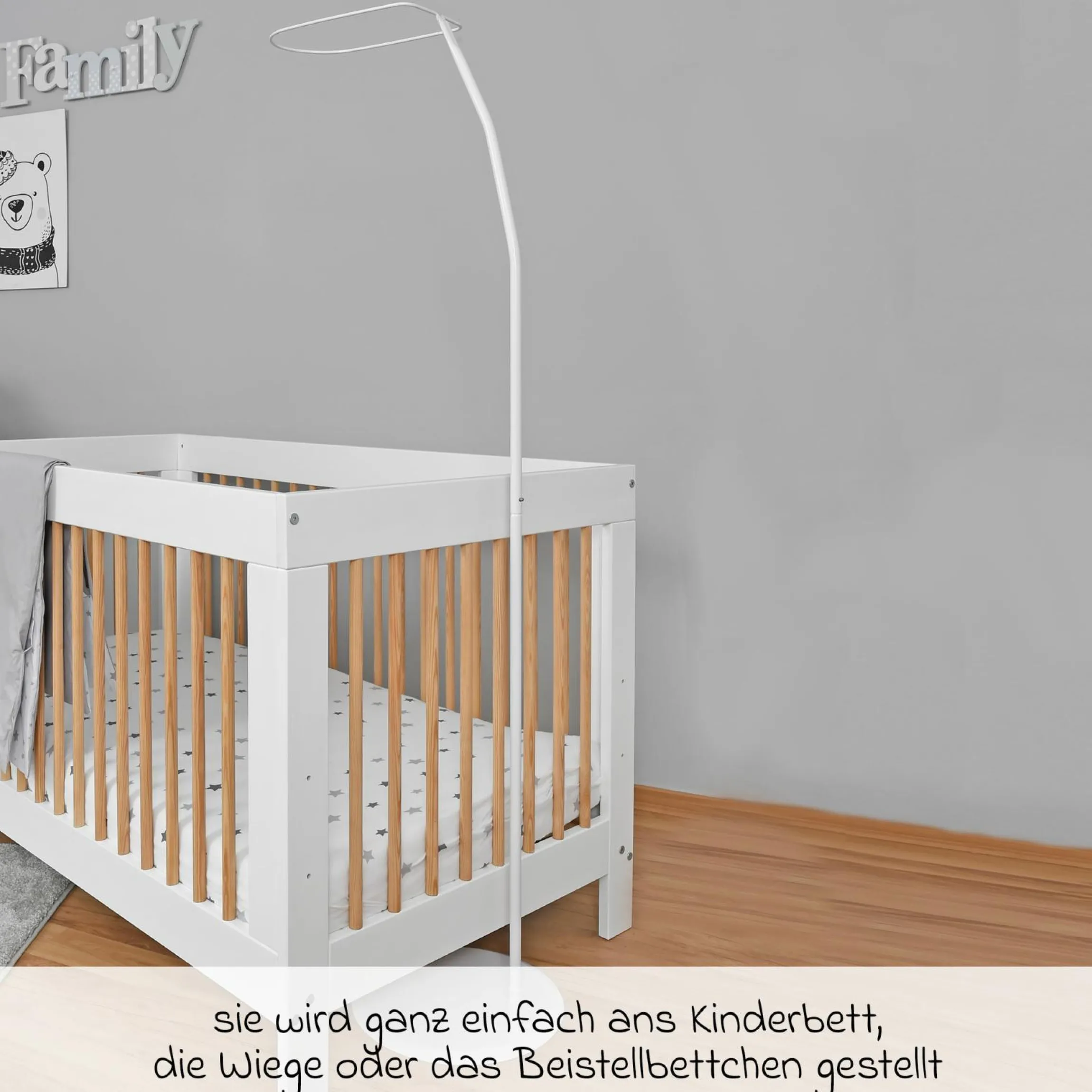 Himmelstange mit Standfuß Höhe 150 cm / 32 cm Ø - Weiß