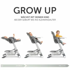 Hochstuhl & Babyliege ab Geburt - Grow Up Newborn Set (faltbar & klappbar) - Melange Grey