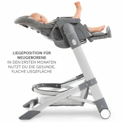 Hochstuhl & Babyliege ab Geburt - Grow Up Newborn Set (faltbar & klappbar) - Melange Grey