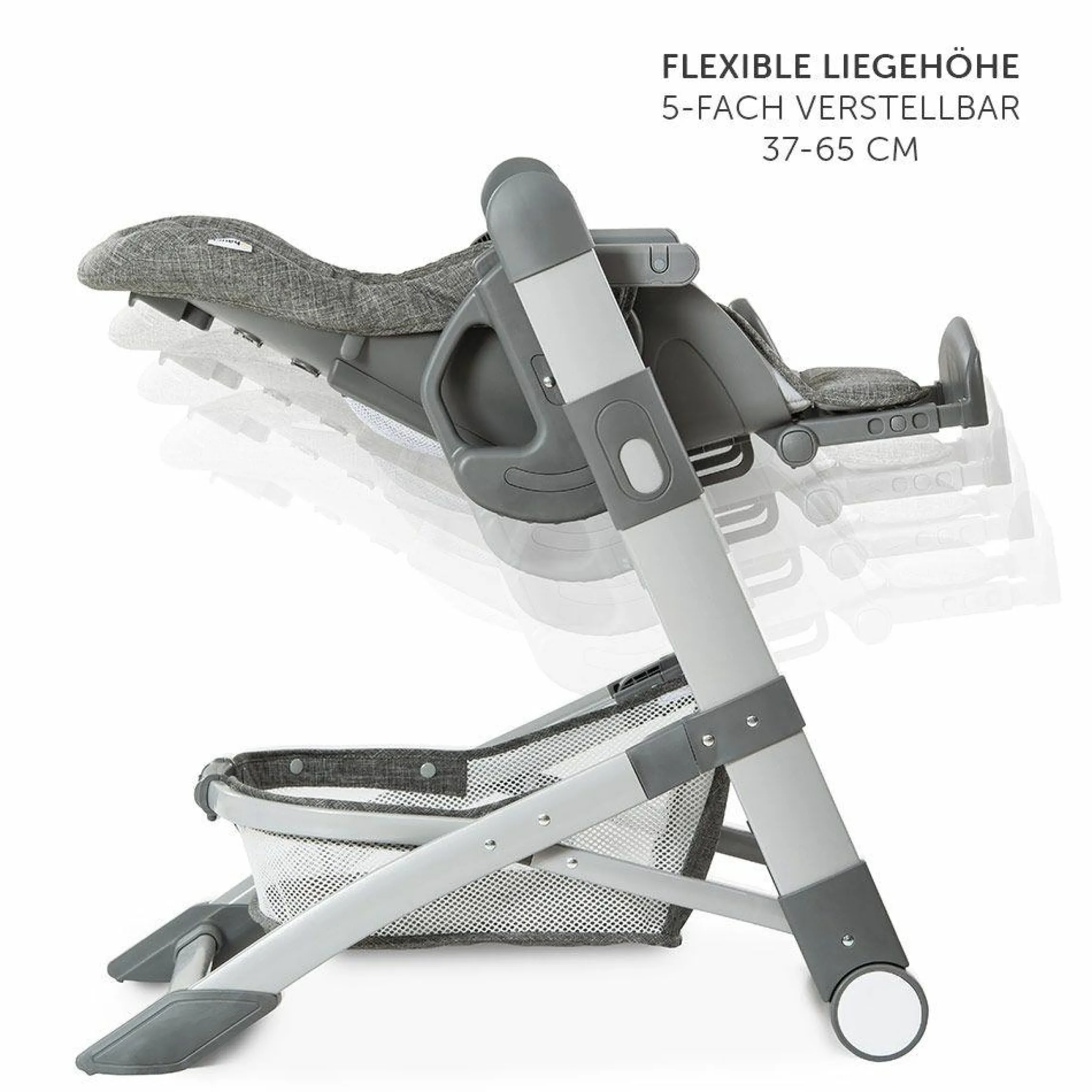 Hochstuhl & Babyliege ab Geburt - Grow Up Newborn Set (faltbar & klappbar) - Melange Grey