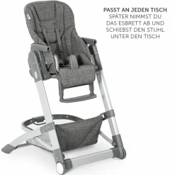 Hochstuhl & Babyliege ab Geburt - Grow Up Newborn Set (faltbar & klappbar) - Melange Grey