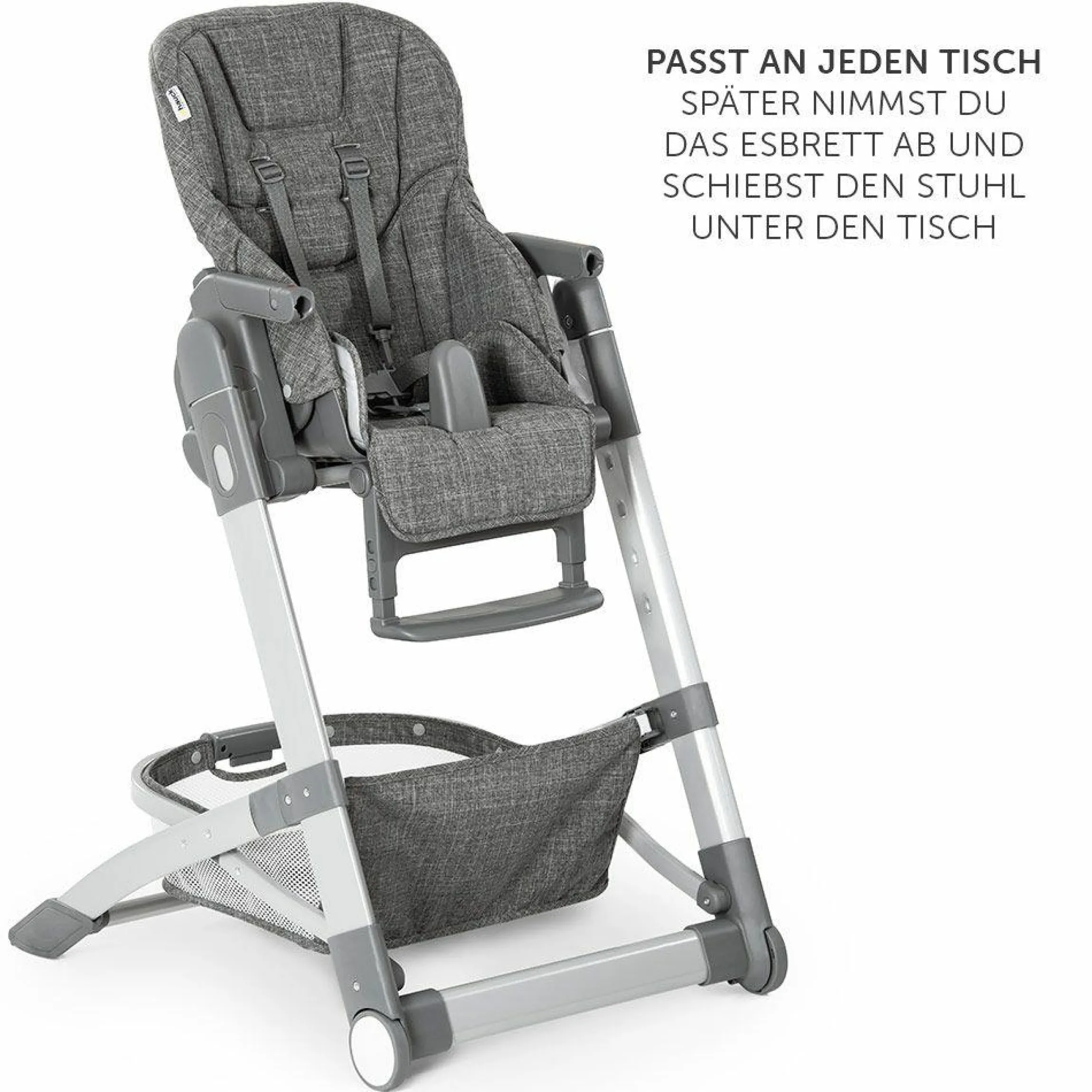 Hochstuhl & Babyliege ab Geburt - Grow Up Newborn Set (faltbar & klappbar) - Melange Grey