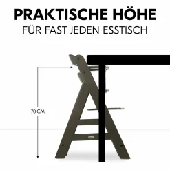 Hochstuhl Alpha Charcoal Selectline - im Sparset inkl. Holz-Essbrett und Sitzkissen Jersey Charcoal
