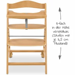 Hochstuhl Alpha Move - mit Essbrett und Rollen - Natur