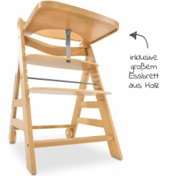 Hochstuhl Alpha Move - mit Essbrett und Rollen - Natur