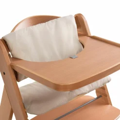 Hochstuhl Alpha Move Natur - im Sparset inkl. Essbrett, Sitzkissen Deluxe Beige und 2x Silikonteller