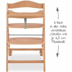 Hochstuhl Alpha Move Natur - im Sparset inkl. Essbrett, Sitzkissen Deluxe Beige und 2x Silikonteller