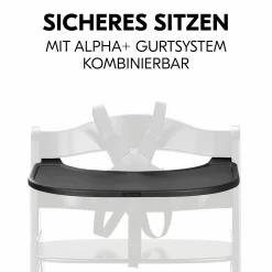 Hochstuhl Alpha Plus Black - im Sparset inkl. Essbrett Click Tray und Sitzkissen - Jersey Charcoal