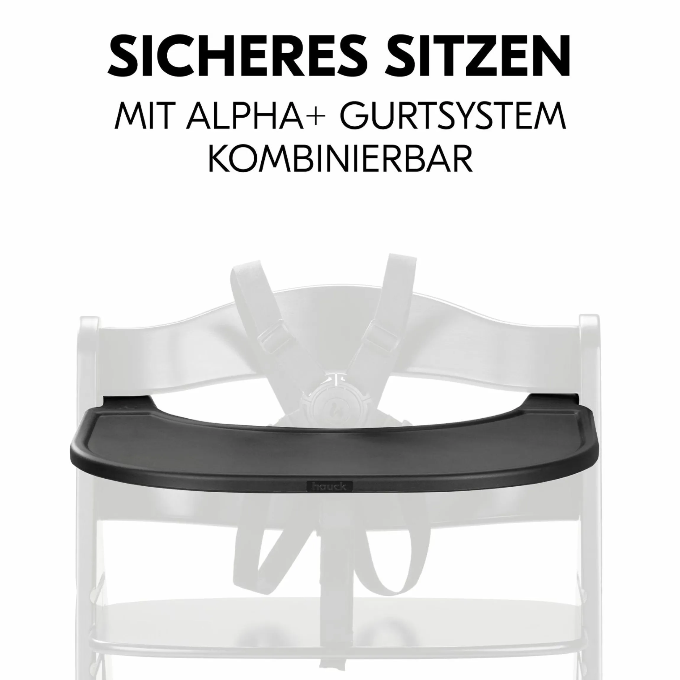 Hochstuhl Alpha Plus Black - im Sparset inkl. Essbrett Click Tray und Sitzkissen - Jersey Charcoal