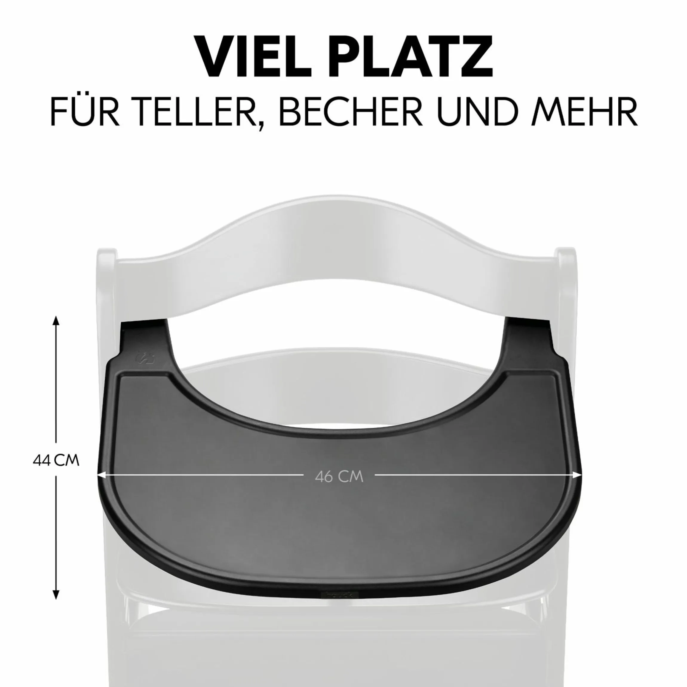 Hochstuhl Alpha Plus Black - im Sparset inkl. Essbrett Click Tray und Sitzkissen - Jersey Charcoal