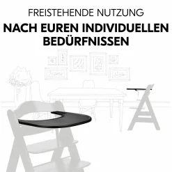 Hochstuhl Alpha Plus Black - im Sparset inkl. Essbrett Click Tray und Sitzkissen - Jersey Charcoal