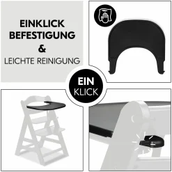 Hochstuhl Alpha Plus Black - im Sparset inkl. Essbrett Click Tray, Sitzkissen und Aufbewahrungsboxen - Jersey Charcoal