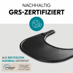 Hochstuhl Alpha Plus Black - im Sparset inkl. Essbrett Click Tray, Sitzkissen und Aufbewahrungsboxen - Jersey Charcoal