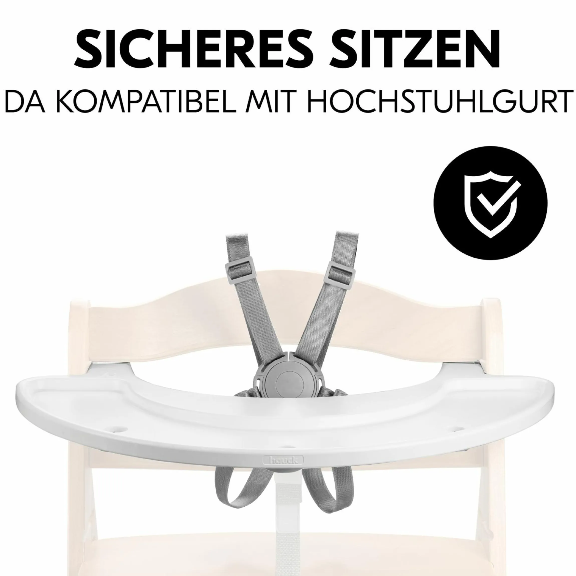 Hochstuhl Alpha Plus Black - im Sparset inkl. Sitzkissen + Play Tray Basis + Spielzeug Play Music mit Xylophon