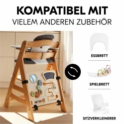 Hochstuhl Alpha Plus Black - im Sparset inkl. Sitzkissen + Motorik-Spielbrett Play Board