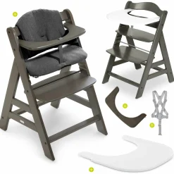 Hochstuhl Alpha Plus Charcoal im Sparset inkl. Sitzkissen und Click Tray Essbrett