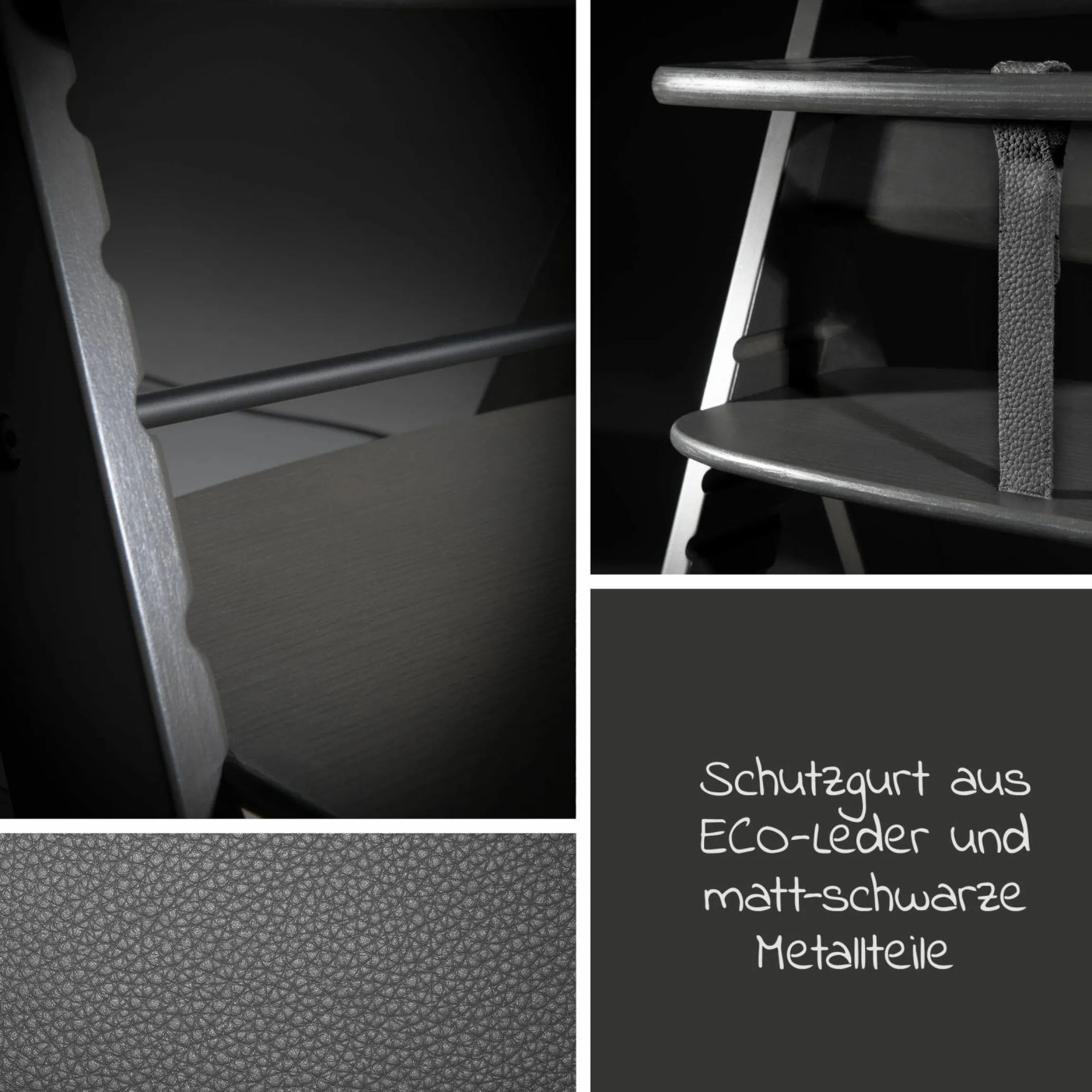 Hochstuhl Alpha Plus Charcoal im Sparset inkl. Sitzkissen und Click Tray Essbrett