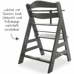 Hochstuhl Alpha Plus Charcoal im Sparset inkl. Sitzkissen und Click Tray Essbrett