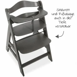 Hochstuhl Alpha Plus Charcoal im Sparset inkl. Sitzkissen und Click Tray Essbrett
