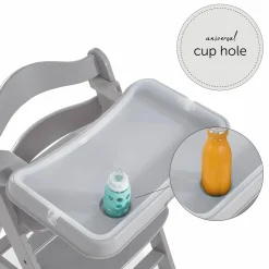 Hochstuhl Alpha Plus Grau im Sparset inkl. Sitzkissen und Essbrett Alpha Tray Grey