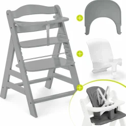 Hochstuhl Alpha Plus Grey - im Sparset inkl. Baby Seat + Baby Seatpad + Click Tray