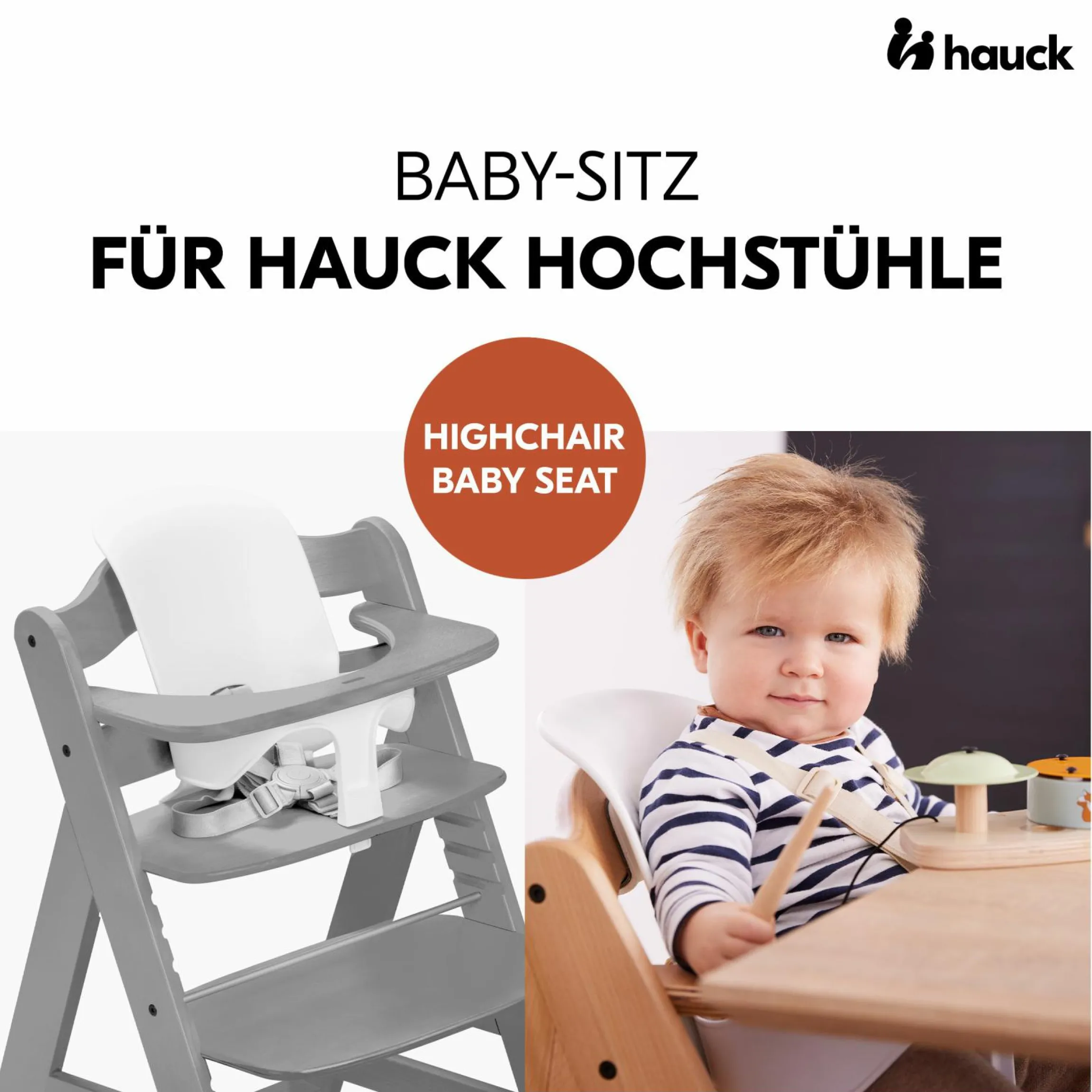 Hochstuhl Alpha Plus Grey - im Sparset inkl. Baby Seat + Baby Seatpad + Click Tray