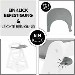 Hochstuhl Alpha Plus Grey - im Sparset inkl. Essbrett Click Tray + Sitzkissen Minnie Mouse Rose