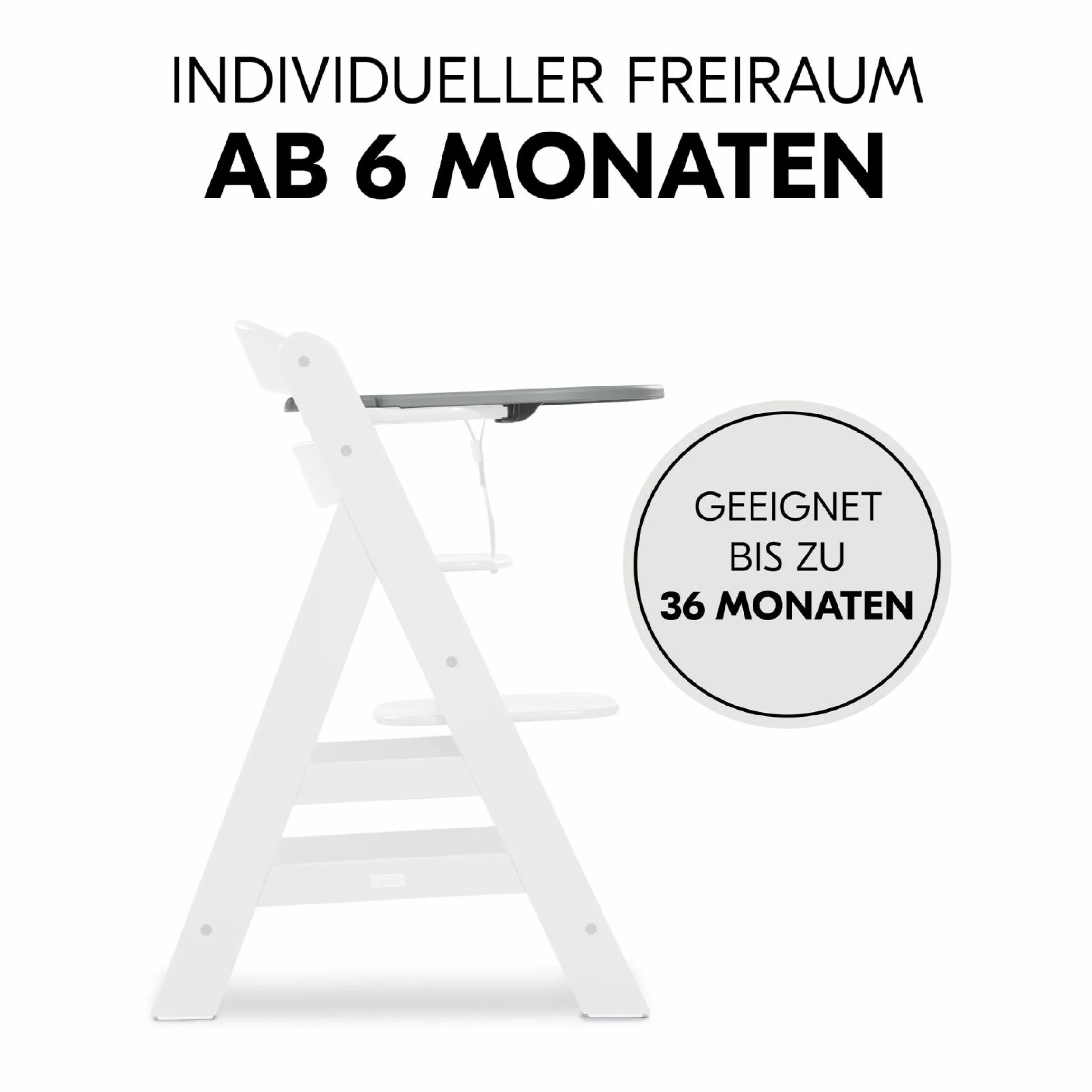 Hochstuhl Alpha Plus Grey - im Sparset inkl. Essbrett Click Tray + Sitzkissen Minnie Mouse Rose