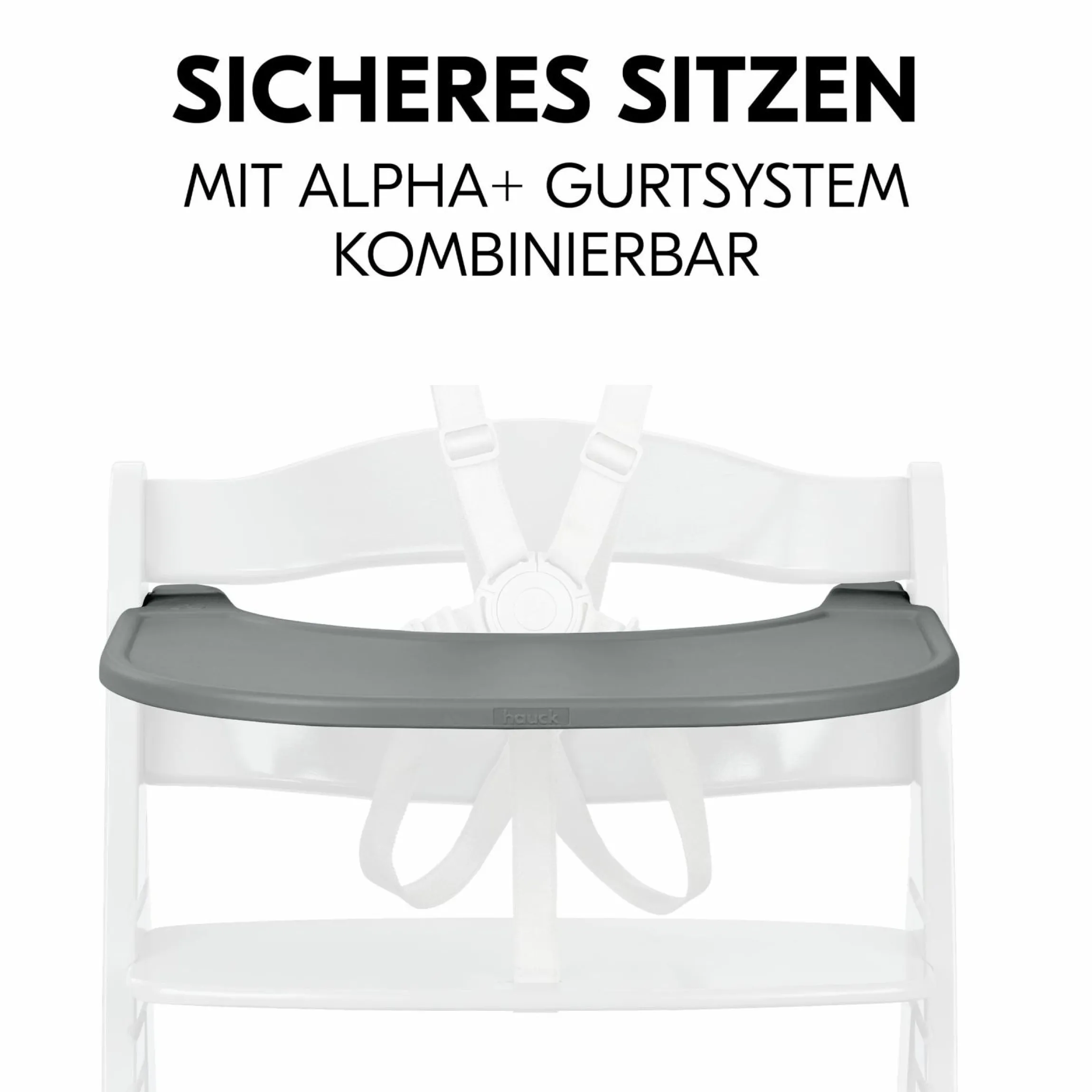 Hochstuhl Alpha Plus Grey - im Sparset inkl. Essbrett Click Tray + Sitzkissen Minnie Mouse Rose