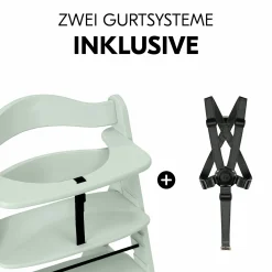 Hochstuhl Alpha Plus Mint - im Sparset inkl. Essbrett Click Tray + Sitzkissen - Charcoal