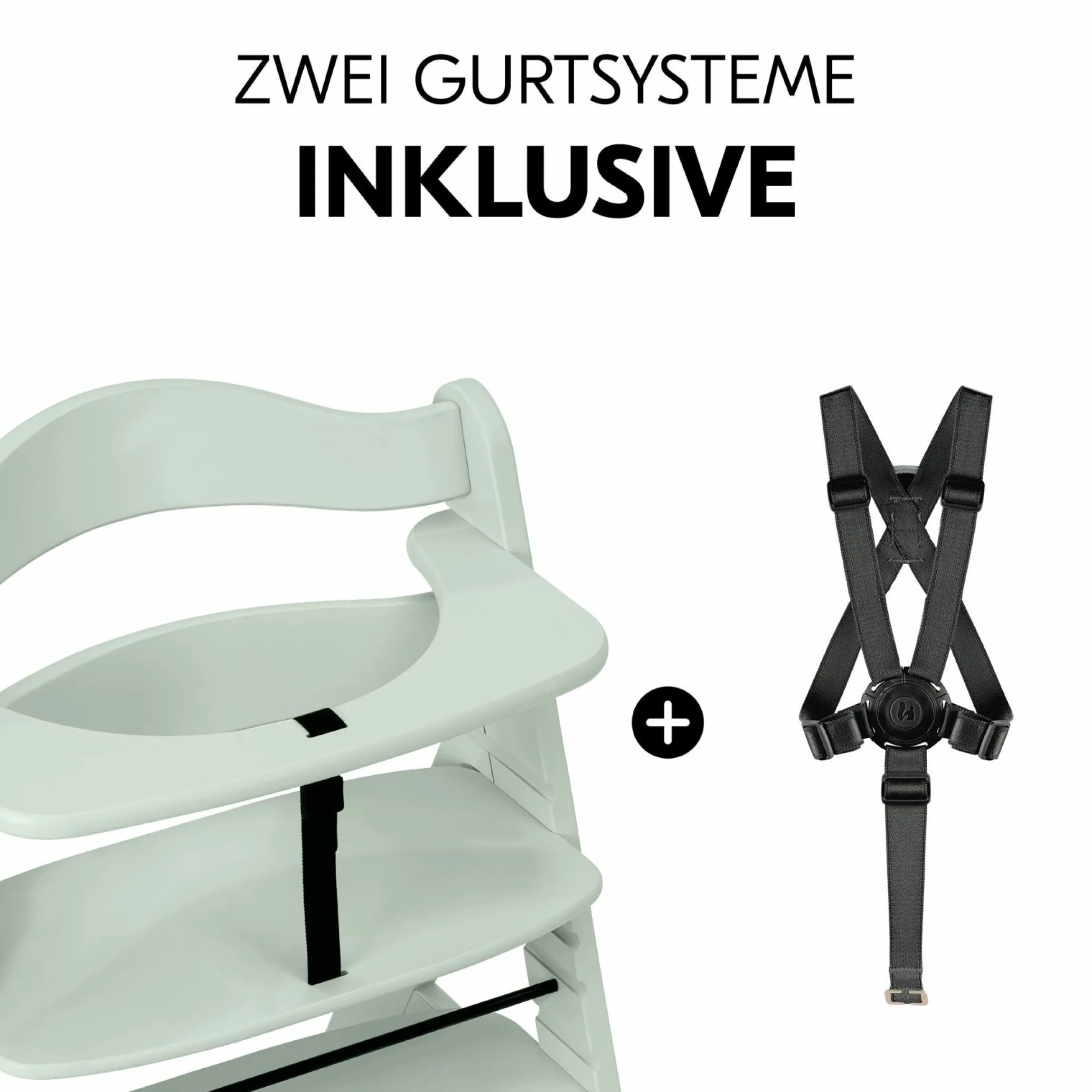Hochstuhl Alpha Plus Mint - im Sparset inkl. Essbrett Click Tray + Sitzkissen - Charcoal