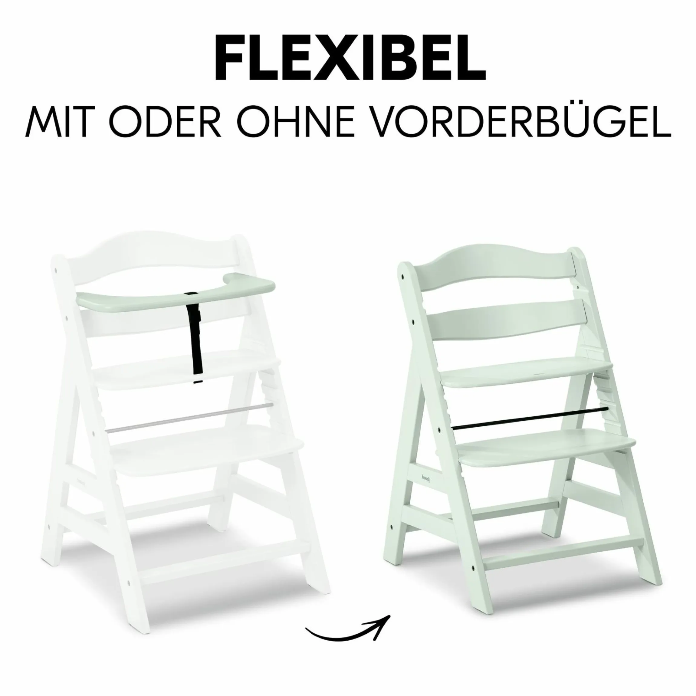 Hochstuhl Alpha Plus Mint - im Sparset inkl. Essbrett Click Tray + Sitzkissen - Charcoal
