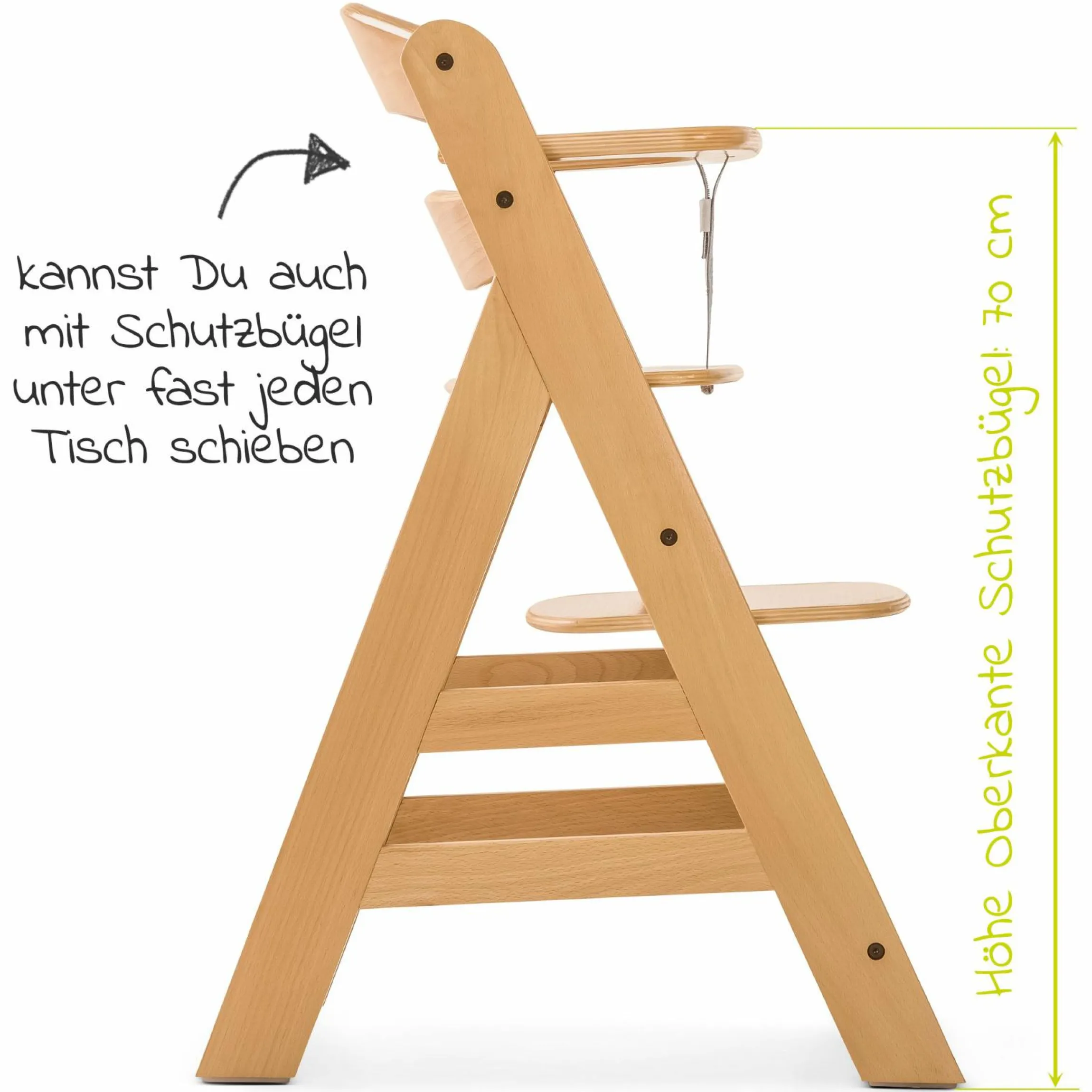 Hochstuhl Alpha Plus Natur - im Sparset inkl. Sitzkissen Jersey Charcoal
