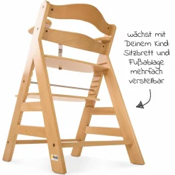 Hochstuhl Alpha Plus Natur - im Sparset inkl. Sitzkissen Jersey Charcoal