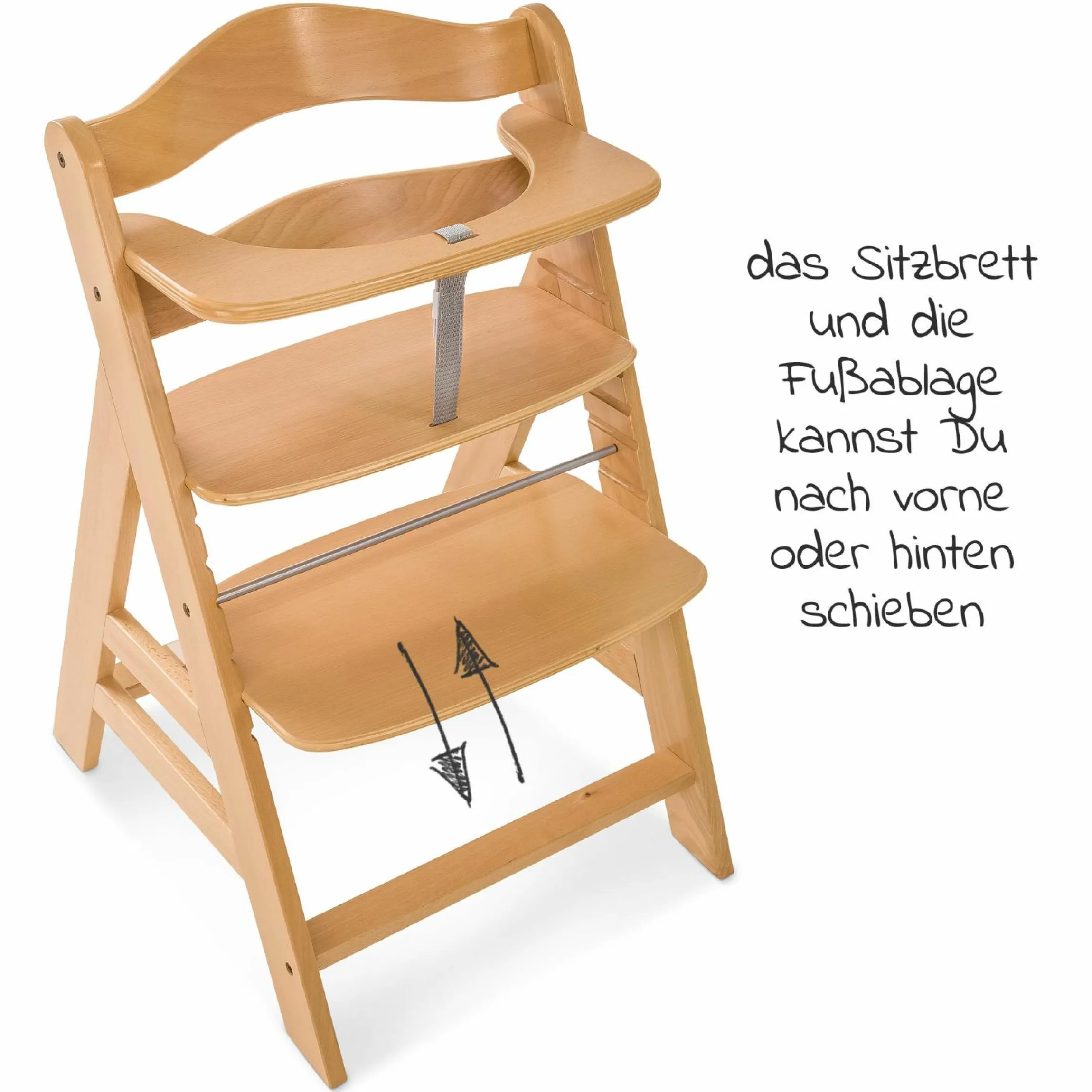Hochstuhl Alpha Plus Natur - im Sparset inkl. Sitzkissen Jersey Charcoal