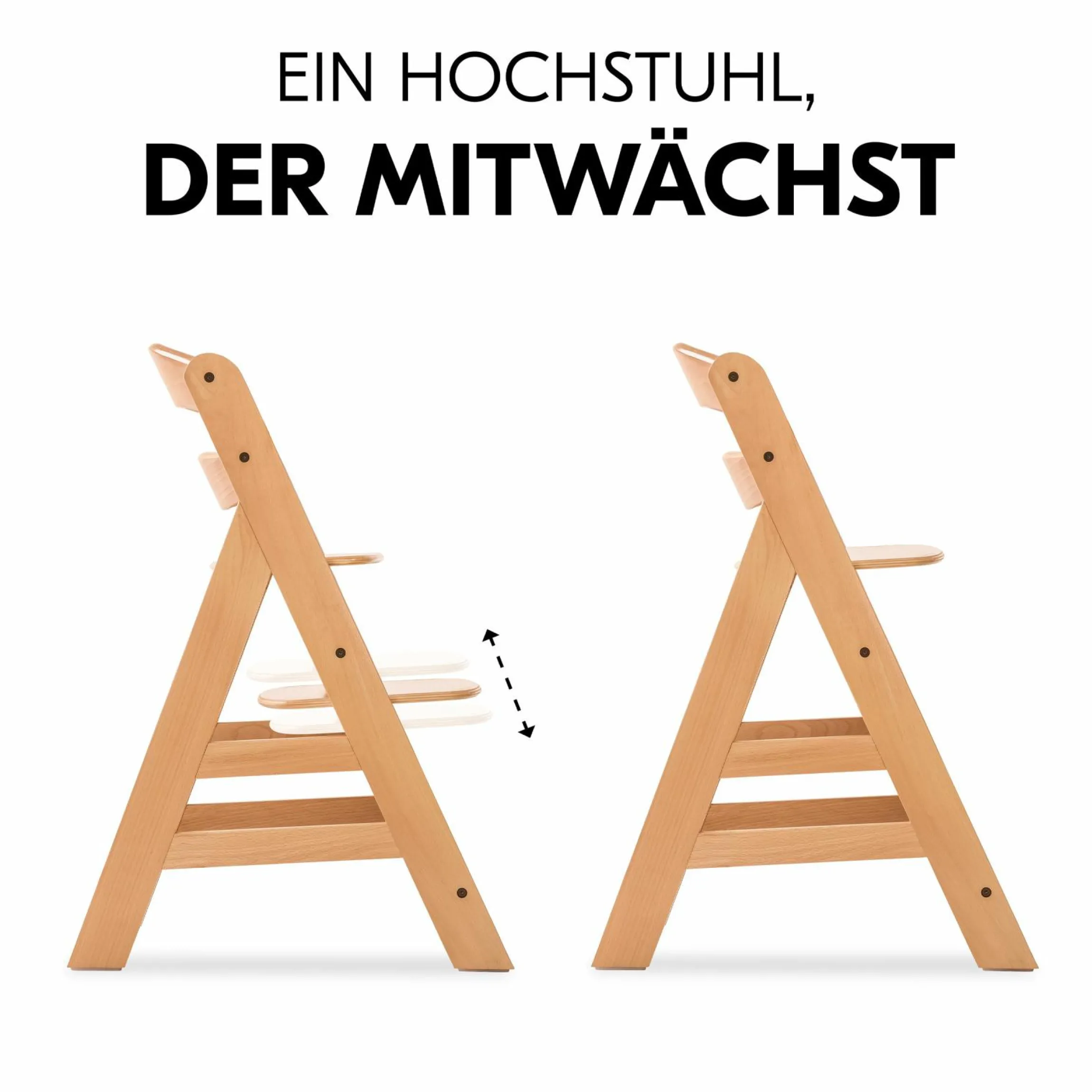 Hochstuhl Alpha Plus Natur im Sparset - inkl. Sitzkissen + Play Tray Basis + Spielzeug Play Repairing mit Zahnrädern & Muttern