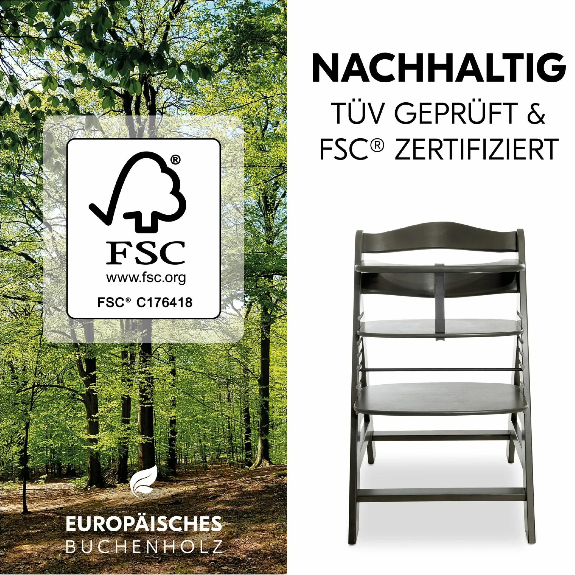 Hochstuhl Alpha Plus Select - Charcoal / Dunkelgrau